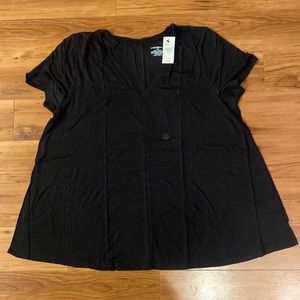 NWT LANE BRYANT Black V-Neck Top